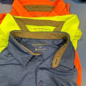 3 golf/polo shirts. Red blue yellow. 3xl